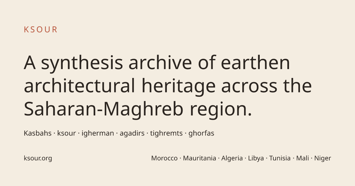 Ksour — A synthesis archive of earthen architectural heritage
